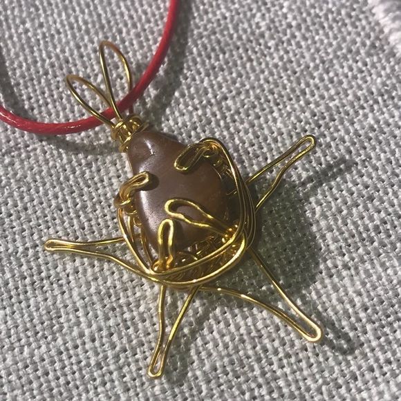🔥 RED JASPER WIREWRAPPED STAR PENDANT NECKLACE 💥🔥 - Picture 4 of 5